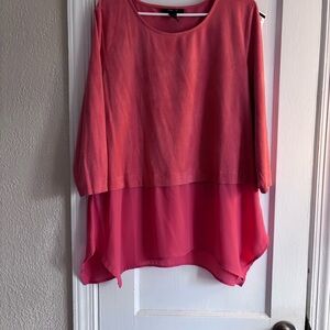 Women's coral/orange top with sheer bottom. Size Large